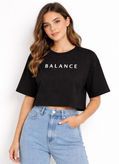 کراپ اسپرت باکسی سوپر پنبه با طرح balance