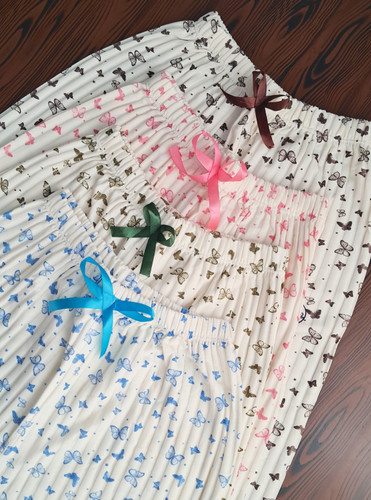 شلوار راحتی پلیسه طرح پروانه🦋🎀