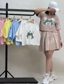 ست دو تیکه کراپ و دامن نخ پنبه 🎀🦖