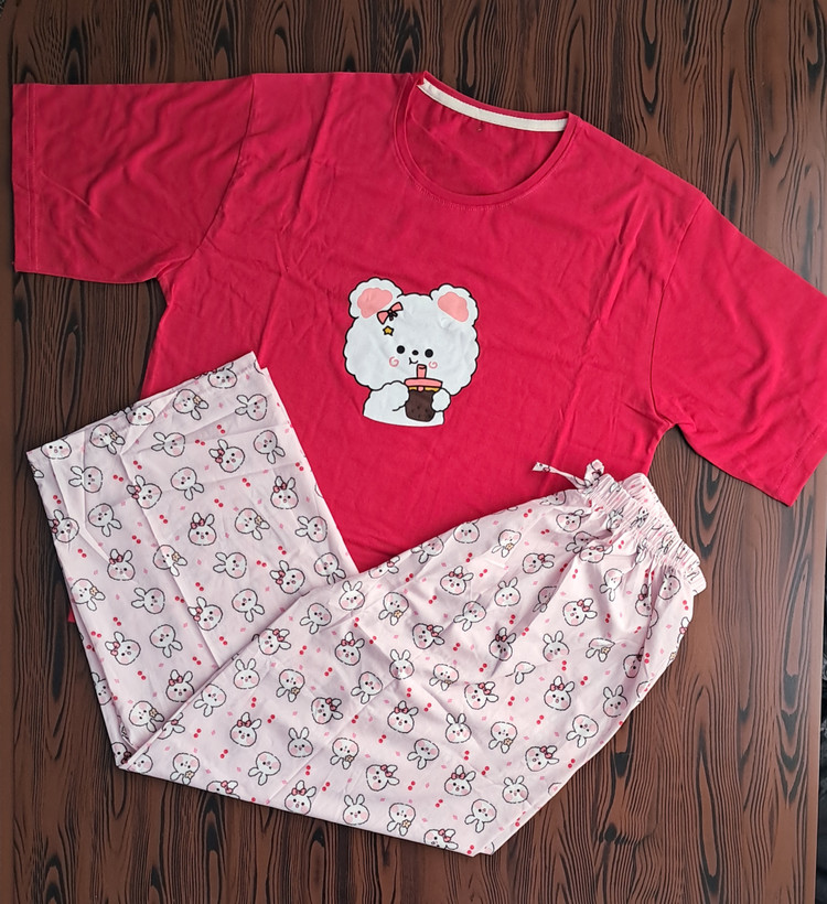 ست دو تیکه تیشرت باکسی و شلوار بگ بوگاتی🐰🎀