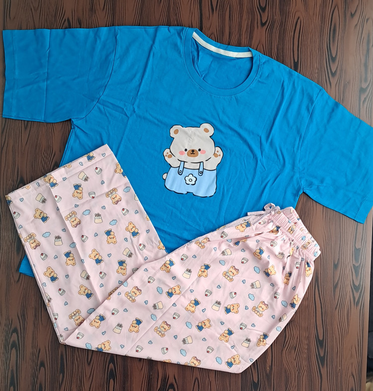 ست دو تیکه تیشرت باکسی و شلوار بگ بوگاتی🧸💙part3