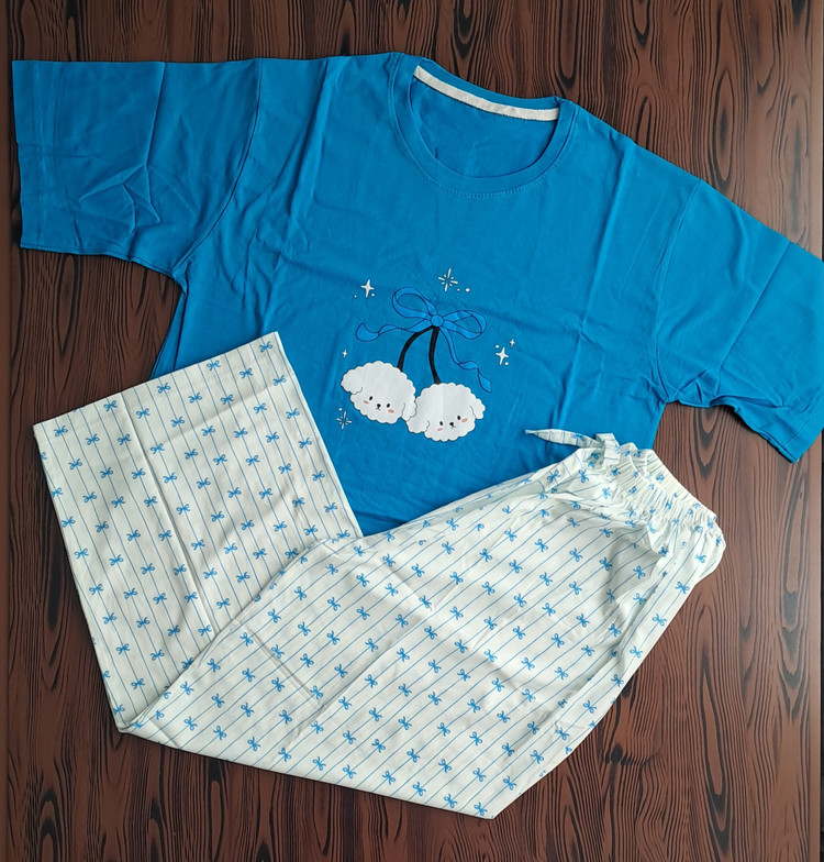 ست دو تیکه تیشرت باکسی و شلوار بگ بوگاتی🧸💙part3