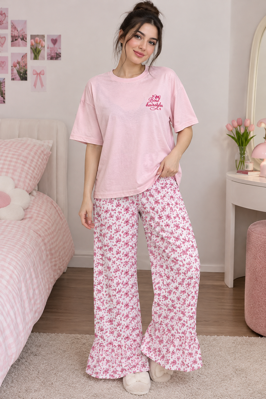 ست دو تیکه تیشرت باکسی و شلوار چین دار عروسکی🎀